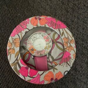 Vera Bradley Pink Hope Watch Tea Garden Floral Watch Retired NEEDS BATTERY